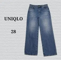 《UNIQLO》ワイドストレートジーンズ 丈長め 64 BLUE 28