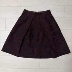 花柄フレアスカート ダークレッド ひざ丈