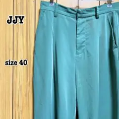 JJY ワイドパンツ　オフィスカジュアル　グリーン系　Lサイズ