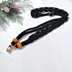 スマホショルダーストラップ マクラメ 長さ調整タイプ ダイヤ編み ハンドメイド