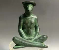 【珍品】時代物　織部焼　織部釉　河童(カッパ)の囲碁打　飾り物　オブジェ　置物 珍品】時代物 織部焼 織部釉 河童(カッパ)の囲碁打 飾り物 オブジェ