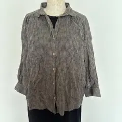 ギンガムチェック　ブラウス　ブラウン系