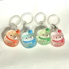 ゆきだるま　雪だるま　スノーマン　めじるしチャーム　4点セット