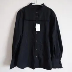 新品 Ｌ ブラック長袖OPAQUE.Clipシャツ フリル付き　トップス