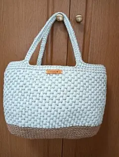 ビニールテープバッグ　麻紐　肩がけ　かごバッグ