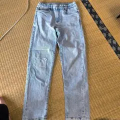 ダメージ加工ライトブルーロングパンツ 100cm