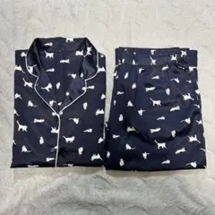 GUサテンパジャマ 白猫柄