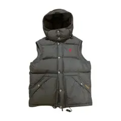 美品 ポロラルフローレン ダウンベスト 肉厚 黒 フード付 S メンズM相当