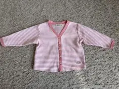 べべ　ベビー ボーダーカーディガン ピンク