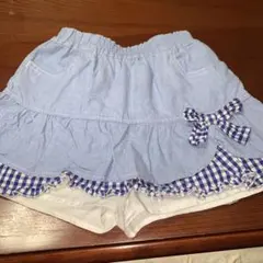 フリル付きデニム風ショートパンツ