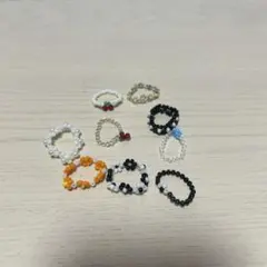 ハンドメイド ビーズリング 9点セット