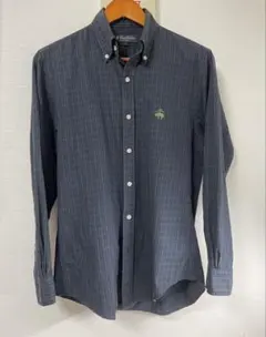 Brooks Brothers 長袖シャツ S グリーンチェック　ワンポイント