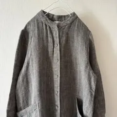 【fog linen work 】　千鳥格子　リネン　コートワンピース