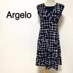 Angelo コインドット柄 ノースリーブワンピース