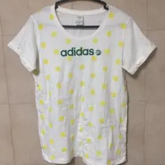 adidas 水玉Tシャツ　アディダス　ドット　ロゴ　XXL OT ヨガ着ジム着