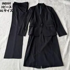 INDIVI インディヴィ 3ピーススーツ ブラック ストライプ XL 日本製