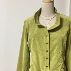 新品　FLOHLICH ノーカラージャケット　シングル　コーデュロイ　グリーンL