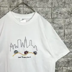 90s AAA サンフランシスコ ケーブルカー 刺繍 半袖 Tシャツ 古着