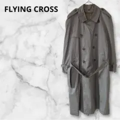 ❣️フライングクロス❣️トレンチコート ロング ダブルブレスト 薄手 グレー 灰色