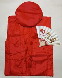 還暦祝い ちゃんちゃんこ 長寿祝い着 3点セット 赤色 帽子 どてら 扇子セット