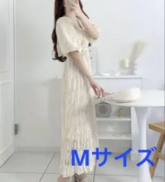 【mily bilet】シアージャガード花柄クリンクルワンピース Mサイズ