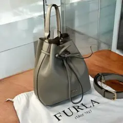 美品◆FURLAフルラ◆コスタンザ スモール 2way バケットバッグ グレー