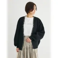 （新品）ELENCARE DUE　 グリーンパークス　パールトッパーカーディガン