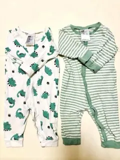 【限定SALE】 恐竜柄・ストライプ柄ロンパース2点セット