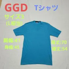 GGD　半袖Tシャツ　Vネック　Lサイズ相当　水色カットソー綿50 レーヨン50のサムネイル