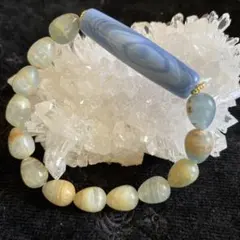 天然石ブルーオニキスと天眼瑪瑙天珠ブレスレット パワーストーン