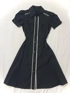 黒半袖 ワンピース ボタン付き　お嬢様風