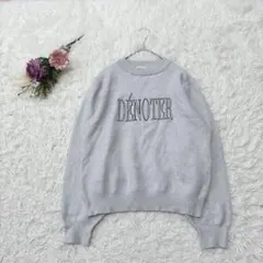 テチチ 長袖ニット セーター 英字刺繍 デザイン シンプル 肌触り◎ グレー