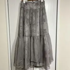 SNIDEL フリル付きロングスカート グレー