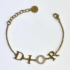 Dior ディオール ロゴ チャーム ラインストーン ブレスレット 美品
