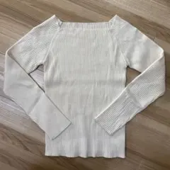 GRL スクエアネックリブニットトップス L