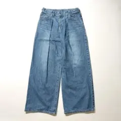 北欧、暮らしの道具店　すっきり見えインタックのワイドデニム　ブルー　L