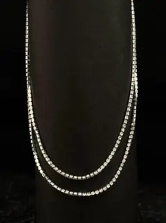 ✨ネックレスダブルチェーン、♥️ラインストーン（小粒２㎜)、シルバー