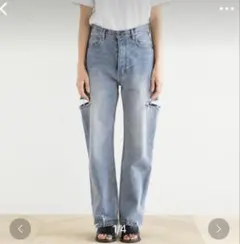 searoomlynn サイドカットボタンフライ ブルー　26サイズのサムネイル