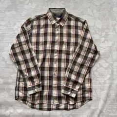 【美品】ゴールデンベア チェックシャツ L 綿100% 長袖 ブラウンのサムネイル