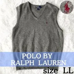 【ウール100%✨】LL ポロラルフローレン ニットベスト グレー ポニー刺繍