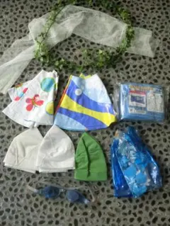 新品未使用etc夏のプール8点セット☆水泳帽子3枚＋浮き輪３ビーチボールゴーグル