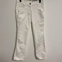 Munsingwear ホワイト カジュアルパンツ 刺繍ロゴ 9 レディース