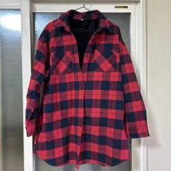 赤と黒のチェック柄長袖シャツ Lサイズ