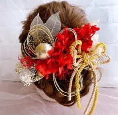 【即購入OK！】髪飾り ドライフラワー 水引きアレンジ結婚式 卒業式 成人式