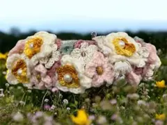 ハンドメイド　かぎ針編み　ヘッドドレス　ヘアバンド　ベビー　一点物