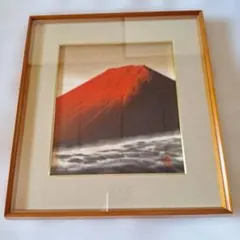 赤富士」百瀬善明 3D 立体画/風景画/絵画/日本画 富士山 盛り絵 美術品
