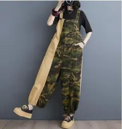 大きいサイズ オーバーオール レディース 迷彩　サロペット　　秋冬　パンツ