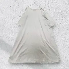 45R R刺繍入り コットンTシャツ ロングワンピース カットソー ホワイト
