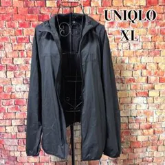 訳あり☆UNIQLO☆フード付きナイロンジャケット ブラック　メンズ　XL