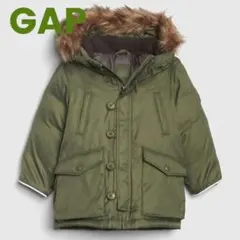 あったか　ダウンコート　子ども　GAP　オリーブグリーン コート ファー　キッズ